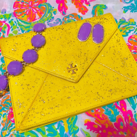 Tory Burch Handbags - ⁉️ SOLD ⁉️ TORY BURCH Neon Yellow Clutch